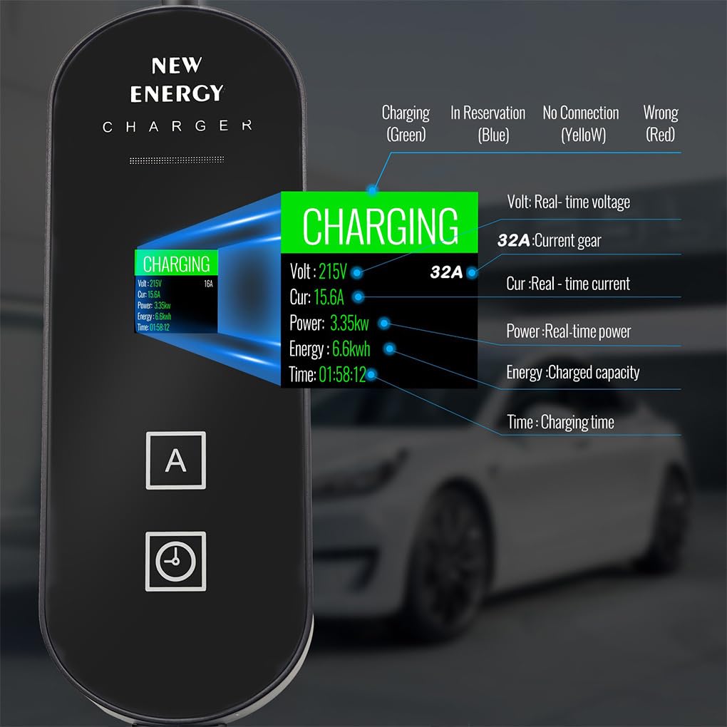 Borne de pour véhicules électriques 5 m 7 KW 32 A avec Support,5M