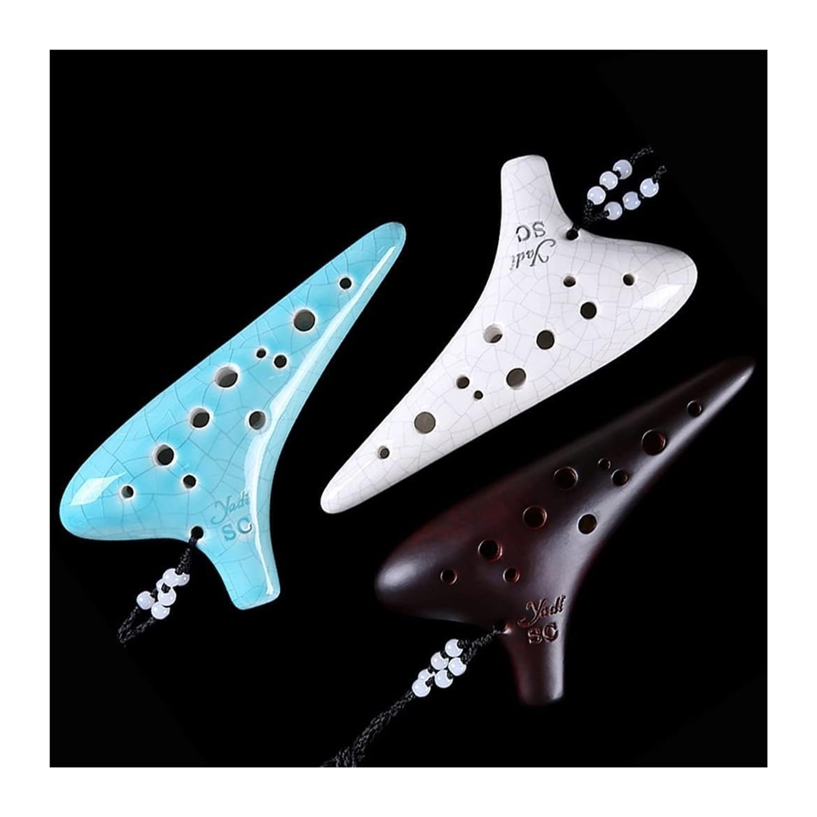 Ceramiczny instrument do zabawy z 12 otworami, okaryna, odpowiedni dla początkujących, dorosłych, okaryna (biała)