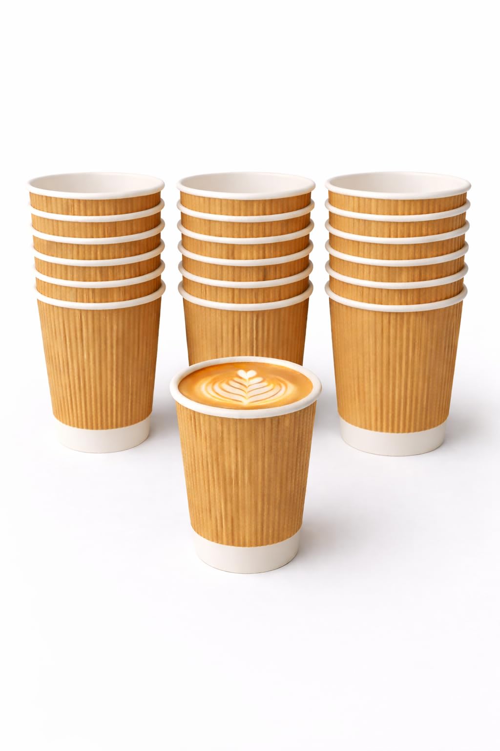 Elite® 8oz Brown Ripple Wall Coffee Cups with Lids (Black or White) – Insulated Disposable Hot Drink Cups – 50, 100, 150, 200, 500 & 1000 Pack (No Lids, 500)