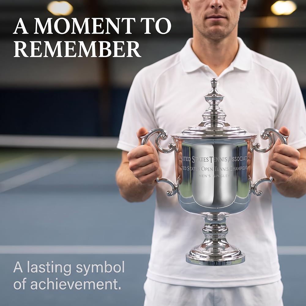 Mini Trofeo De Campeón De Tenis Masculino De US, Altura 16 Cm | Decoración Para Hogar, Oficina O Escritorio, Objeto De Colección Para Entusiastas Del Deporte, Regalo Para Amantes Del Tenis
