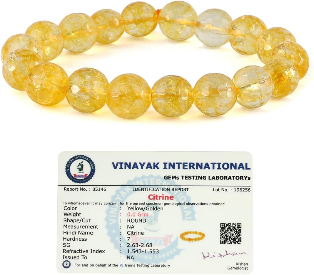 Reiki Crystal Products Certified Natural Crystal Stone Diamond Cut/Faceted 10 mm Beads Bracelet for Men & Women | Reiki Charged Gemstone Jewellery | Multiple Stone Variants Available