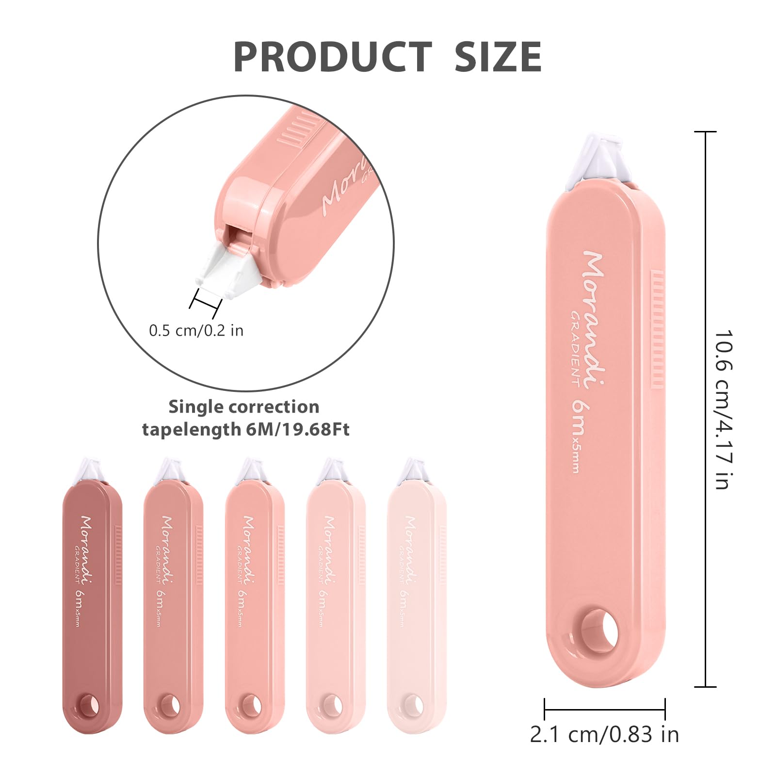 Valitner Lot de 5 rubans correcteurs esthétiques à séchage rapide, correction instantanée, faciles à utiliser pour fournitures scolaires et de bureau (rose)