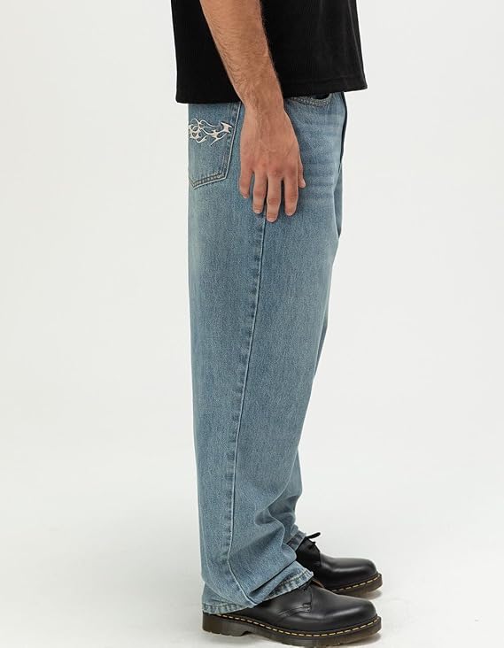 Rsq Mens Baggy Embroidered Jeans