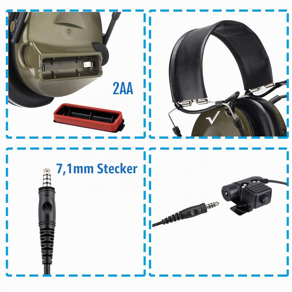Retevis Funkgeräte Headset, Taktisches Headset, IPX4 Elektronisch Rauschunterdrückung Kopfhörer für Motorola DP1400 CP040 CP88 CP100 CP150 GP68 GP88 GP300 CT150 für Airsoft CS-Übungen (1 Stück)