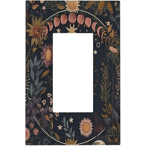 Celestial Sun Moon Phase Starry Sky Dark Academia Witchy Botanical Single Rocker Li...