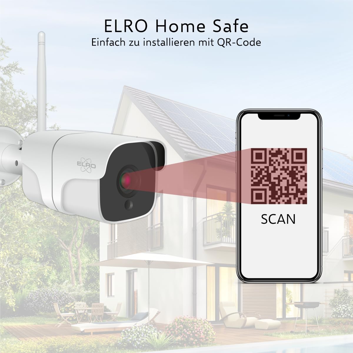 ELRO CO7000 WiFi IP kamera bezpieczeństwa Full HD 1080p, do użytku na zewnątrz, wykrywanie ruchu, widoczność w nocy, wodoszczelność IP66