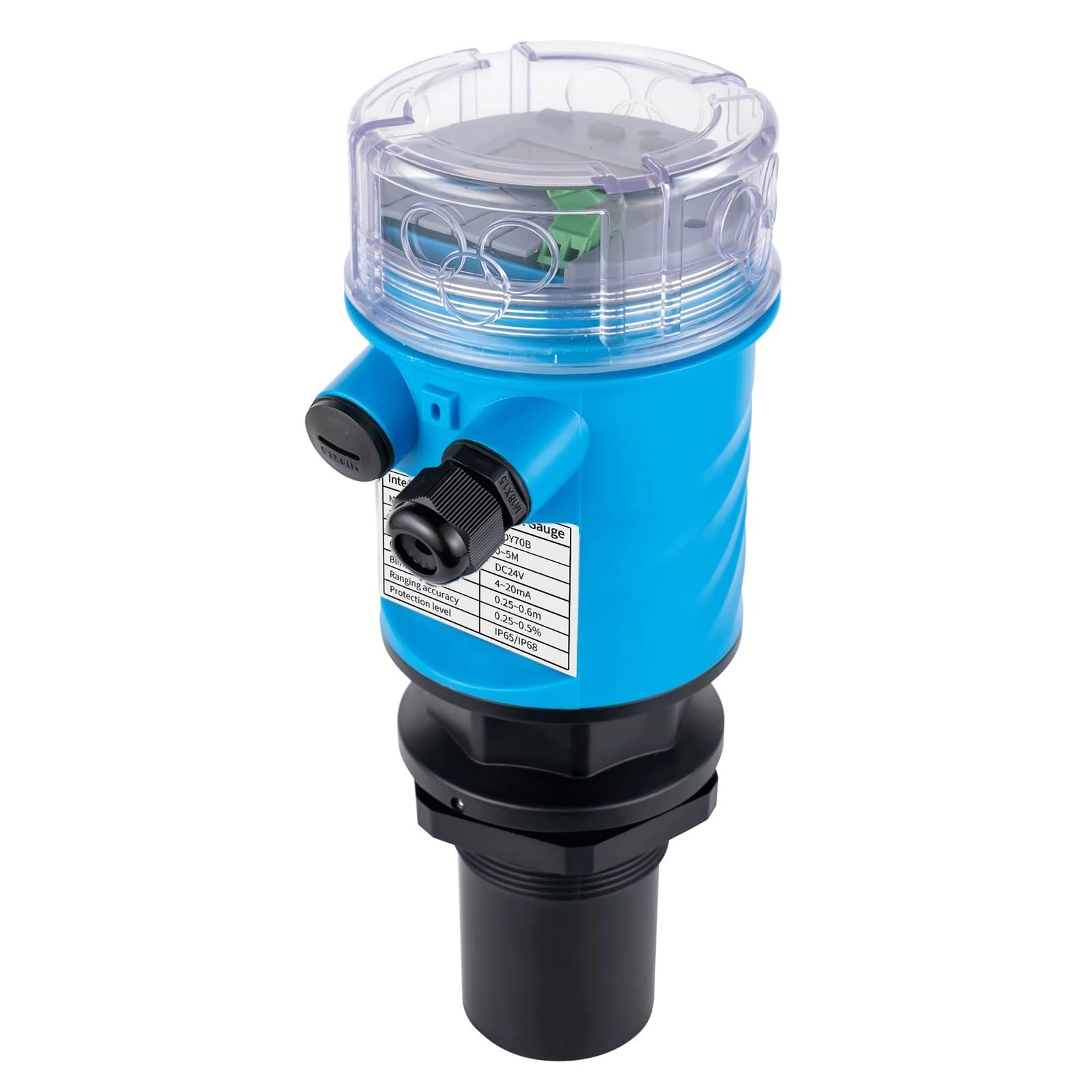 QfUxYYSLD Ultrasonic Water Level Sensor 3m, 5m, 10m, 15m Meter, 20m Relays, 4-20mA Ultrasonic Water Tank Level Meter(0-5m 4-20mA)