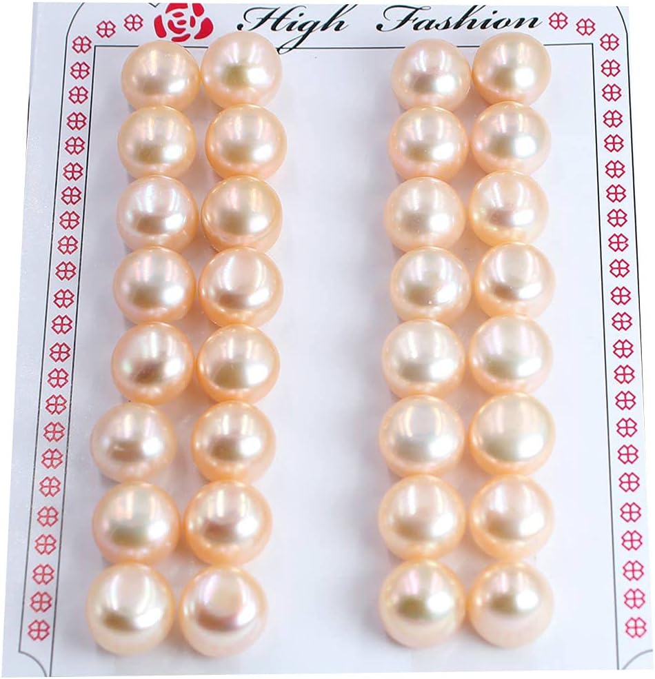 Wholesale Jewelry Making Natural 10-11mm 3A Grade Coin Button Multicolor Freshwater Pearl Half Drilled Beads 16 Pairs (Pink)