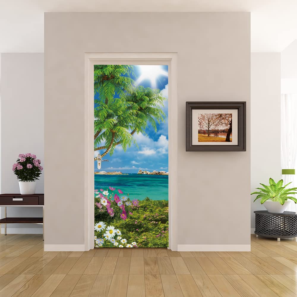 Poster trompe l'oeil porte mural résistant à l'humidité pour salle de bain