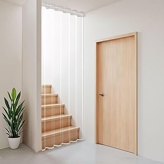 YKFN 透明 ビニールカーテン 断熱防寒 のれん 間仕切りカーテン 断熱 暖簾 丈200cm 幅60cm 1枚 ロング 冷気を防ぐ ハトメ式 突っ張り棒 ライナー採光 保温 省エネ 冷気遮断 抗菌防カビ 防水 間仕切り 暖房 冷房 冷暖房効率アップ 出入り口 階段 ドア用 お風呂 廊下 玄関 透明(ホワイト縁)