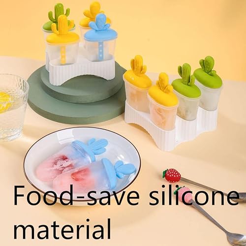 Miniatura 2 de Juego de 6 moldes para paletas de cactus, moldes para helados, accesorios de cocina congelados, fácil liberación, leche materna saludable, de grado