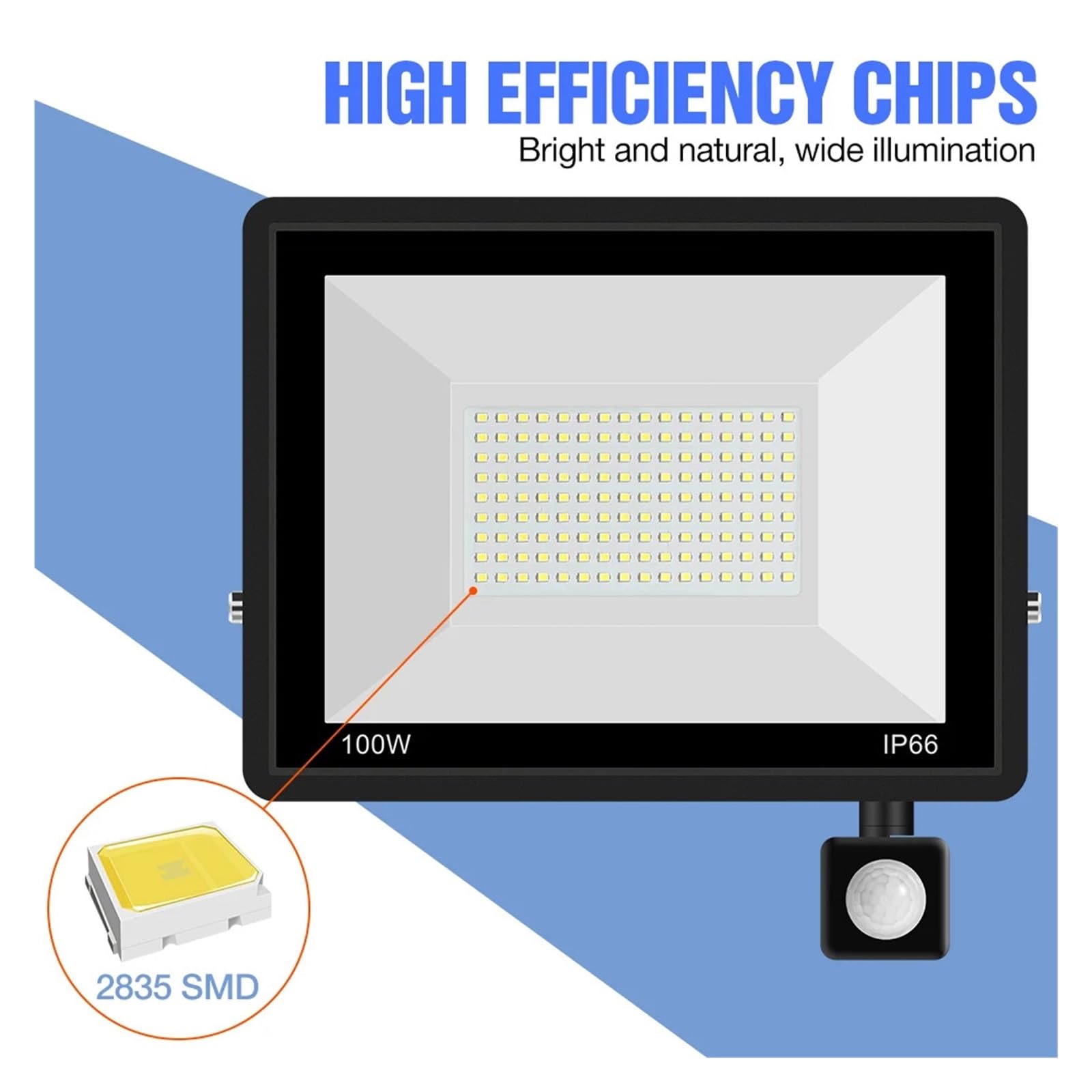 Reflektor LED Lampa Uliczna Led PIR Czujnik Ruchu Zewnętrzny Garaż Zewnętrzna Kinkiet Garaż ogrodowy(100W)