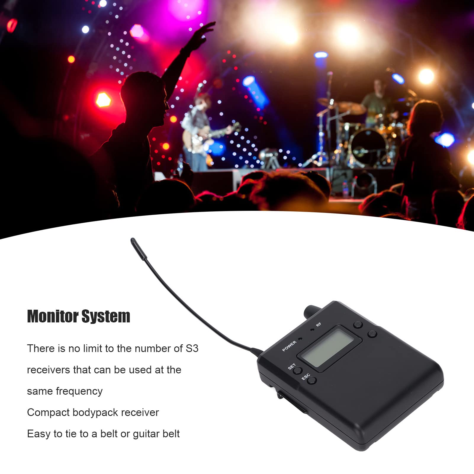 Denash Ricevitore del di Monitoraggio Wireless Professionale Durevole per Studio Live Performance, Ideale per le Attrezzature per la Registrazione Musicale [prove di Band in Studio]