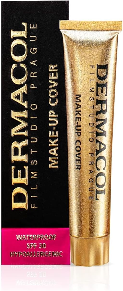 Dermacol Full Coverage Foundation | Long Lasting Waterproof Makeup Cover Cream SPF30 | Hypoallergenic & Light Weight Liquid | Tattoo, Acne, Spots, Under-eye Skin Cover-up | 30g (222)