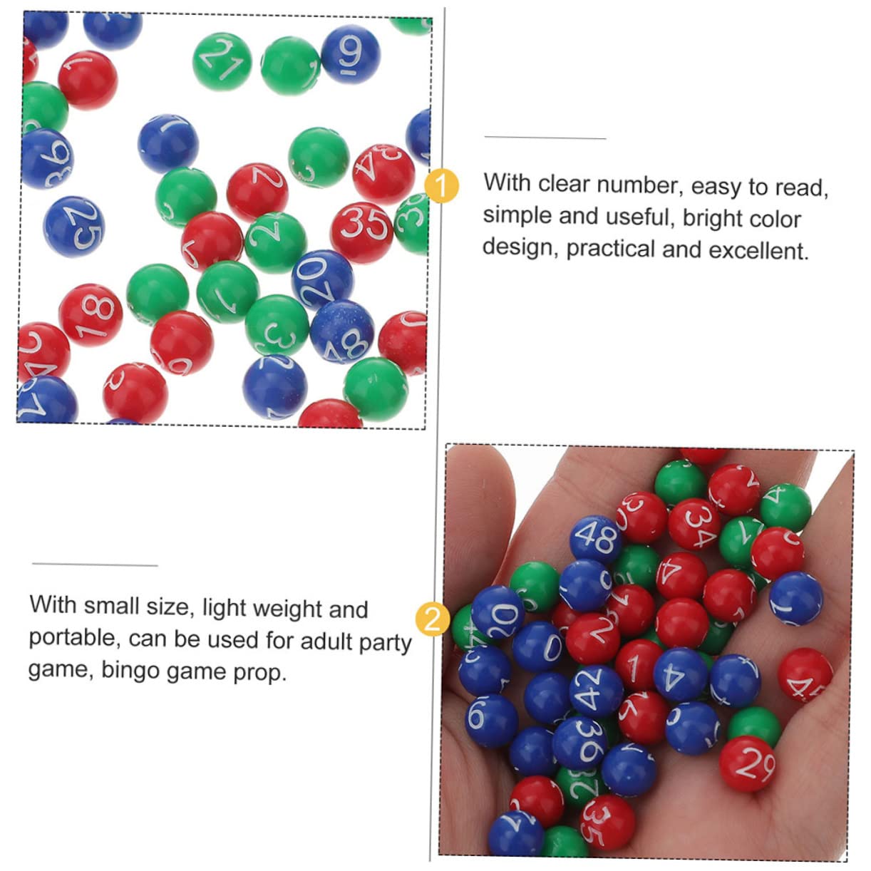 Abaodam 12 Paquetes Bola máquina lotería Bingo Caca Bolas lotería plástico Party Games Accesorios Gaming Bolas Loteria Colores Bolas lotería Actividad eléctrico