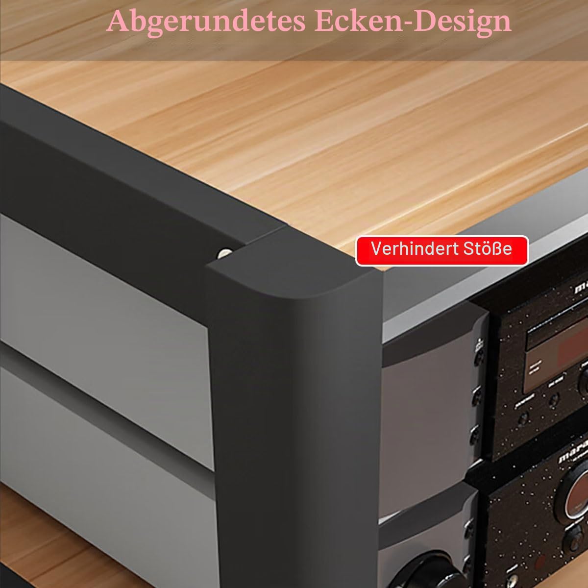 HiFi Rack 2/3/4/5 Ebenen – AV Regal für Audio Video Komponenten, Stereoanlagen, Plattenspieler, Mehrschichtiger HiFi Schrank, TV Zubehör Schrank, Medienmöbel für Wohnzimmer & Studio(Brown,H40cm/15.7in