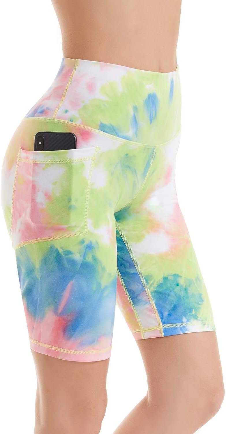 iniber Womens Biker Shorts with Pockets High Waist Workout Yoga Spandex Athletic Bicycle Leggings Shorts for Running