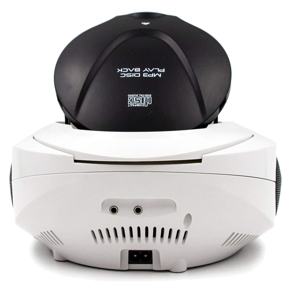 Lauson Radio FM y Reproductor de CD Portátil con USB | Radio FM | USB y Mp3 | CD Player Bluetooth con Salida para Auriculares 3.5mm CP640 (Blanco Bluetooth)