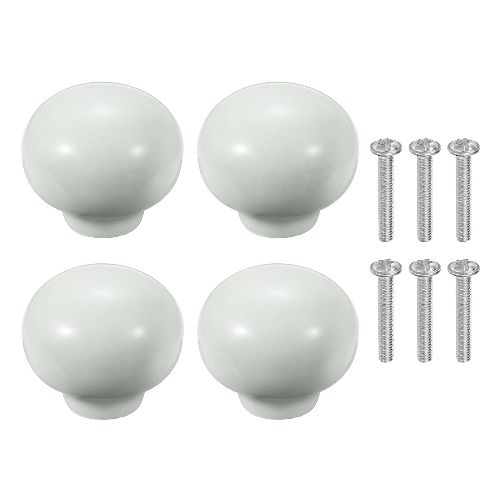 sourcing map 4 Pack Ceramic Cabinet Knobs, 1.3 Inch Round Ceramic Drawer Knob Dresser Pulls with Mounting Screws Knobs Modern Furniture Handles for Kitchen Closet Cupboard, Light Gray