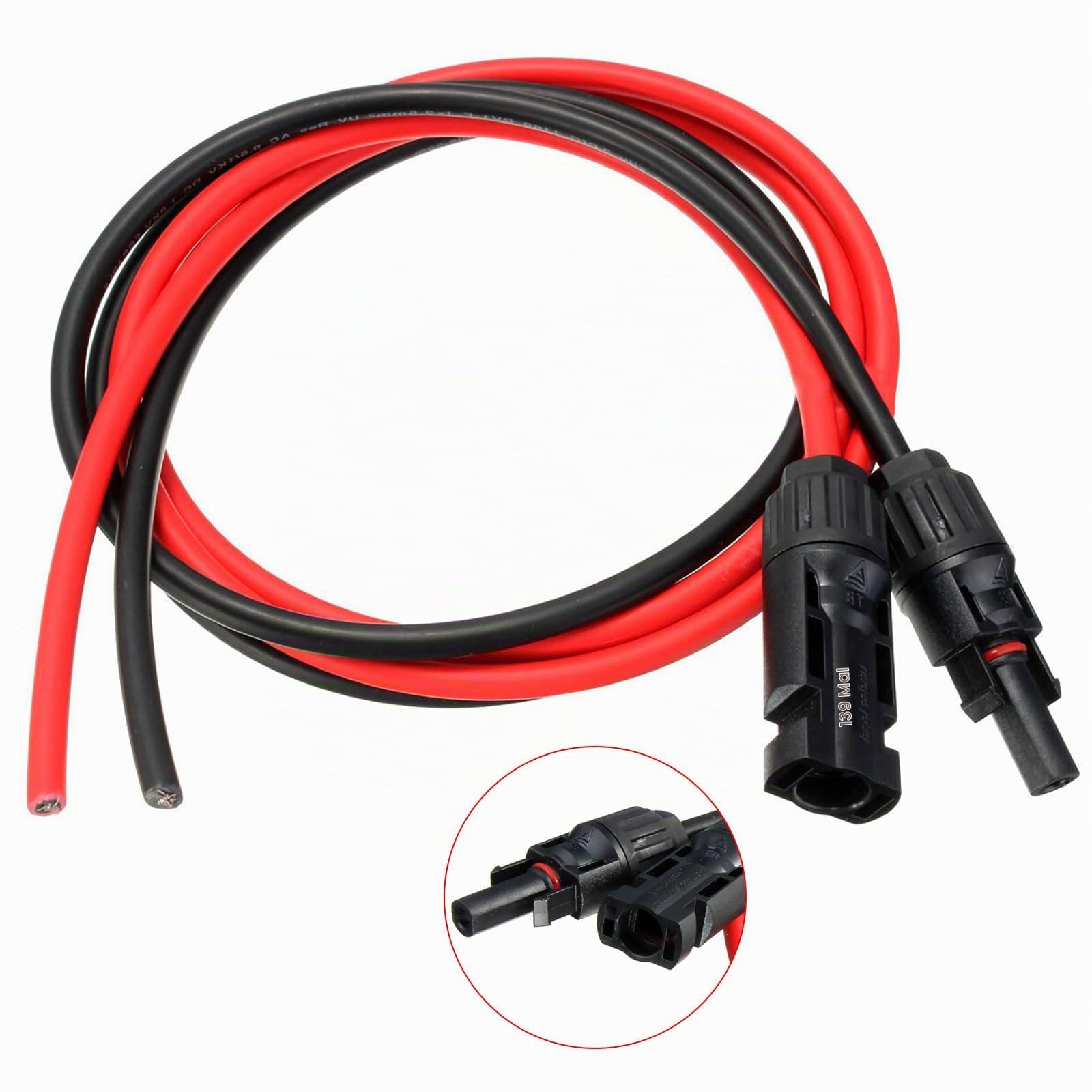 Solarkabel6mm²/ Verlängerung 20M – UV-beständig, TUV, VDE Zertifiziert, mit Solarsteckern, für Photovoltaikanlagen (Rot/Schwarz)(4mm²2M) (6mm²/20m)