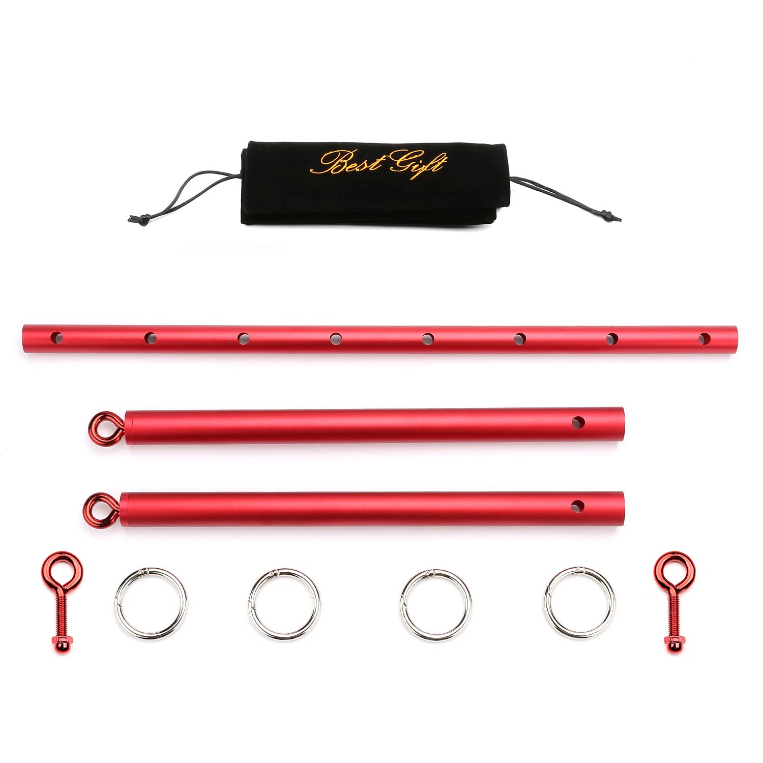 TMEOIIPYExpandable Red Pilates Spreader Bar Set Sports with Flocking Bag Aid Training Fitness Gear,Home Gyms Yoga Gifts