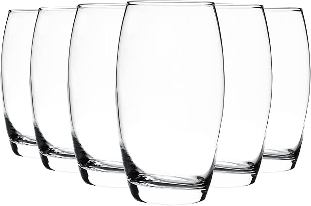 6x 510ml Hiball Glasses - 'Tondo' Range - Modern Highball Cocktail Juice Water Tall Drinking Tumblers - Dishwasher Safe - By Argon Tableware