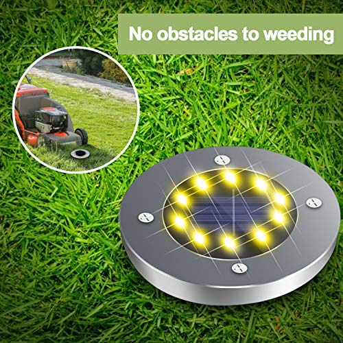 DUUDO Solar Ground Lights 10 Led Solar Garden Lights Decoration Warterproof for Pathway Patio Walkway Lawn Outdoor Lights (Warm White,12PACK)