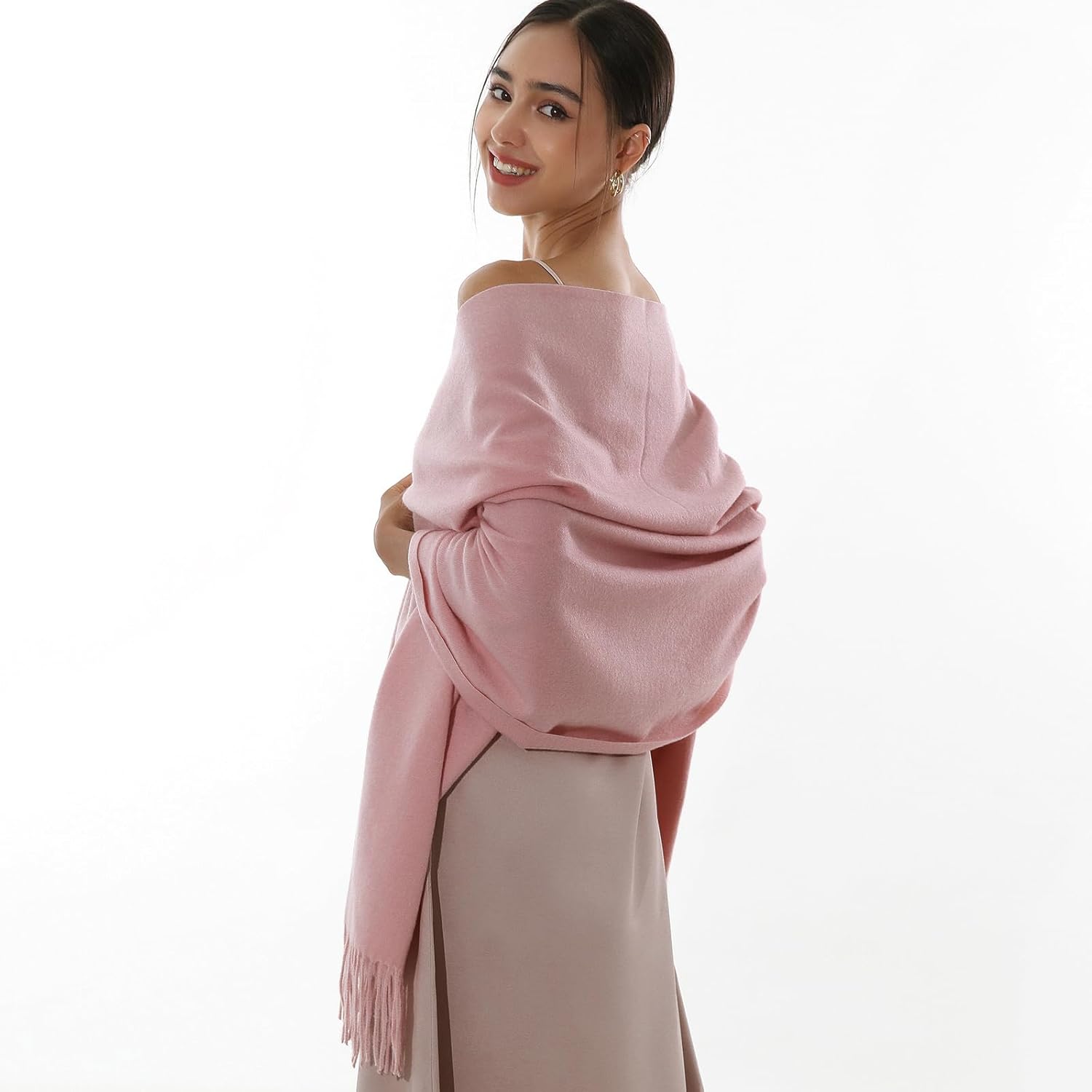 RIIQIICHY Winter Scarfs for Women Pashmina Shawls Wraps for Evening Dresses Large Warm Soft Scarves - Image 4