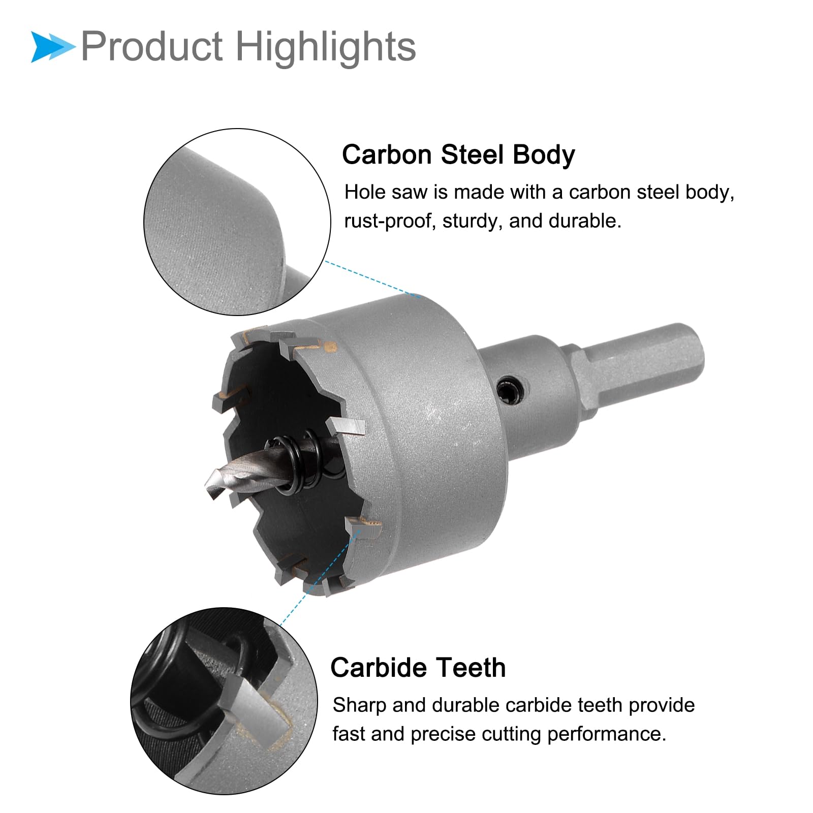 CoCud Carbide Hole Saw, 1.7 Inch/42mm Diameter, Metal Steel Hole Cutters Drill Bits - (Applications: for Metal Wood), 1-Pieces - Image 4