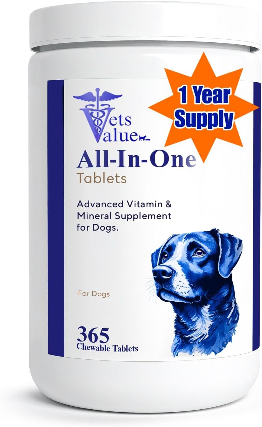 365-Day Multivitamin for Dogs, All-in-One Daily Supplement – Supports Joint Health, Immune Function, and Skin & Coat – Full Year Supply – Essential Vitamins & Minerals for Daily Wellness, All Breeds