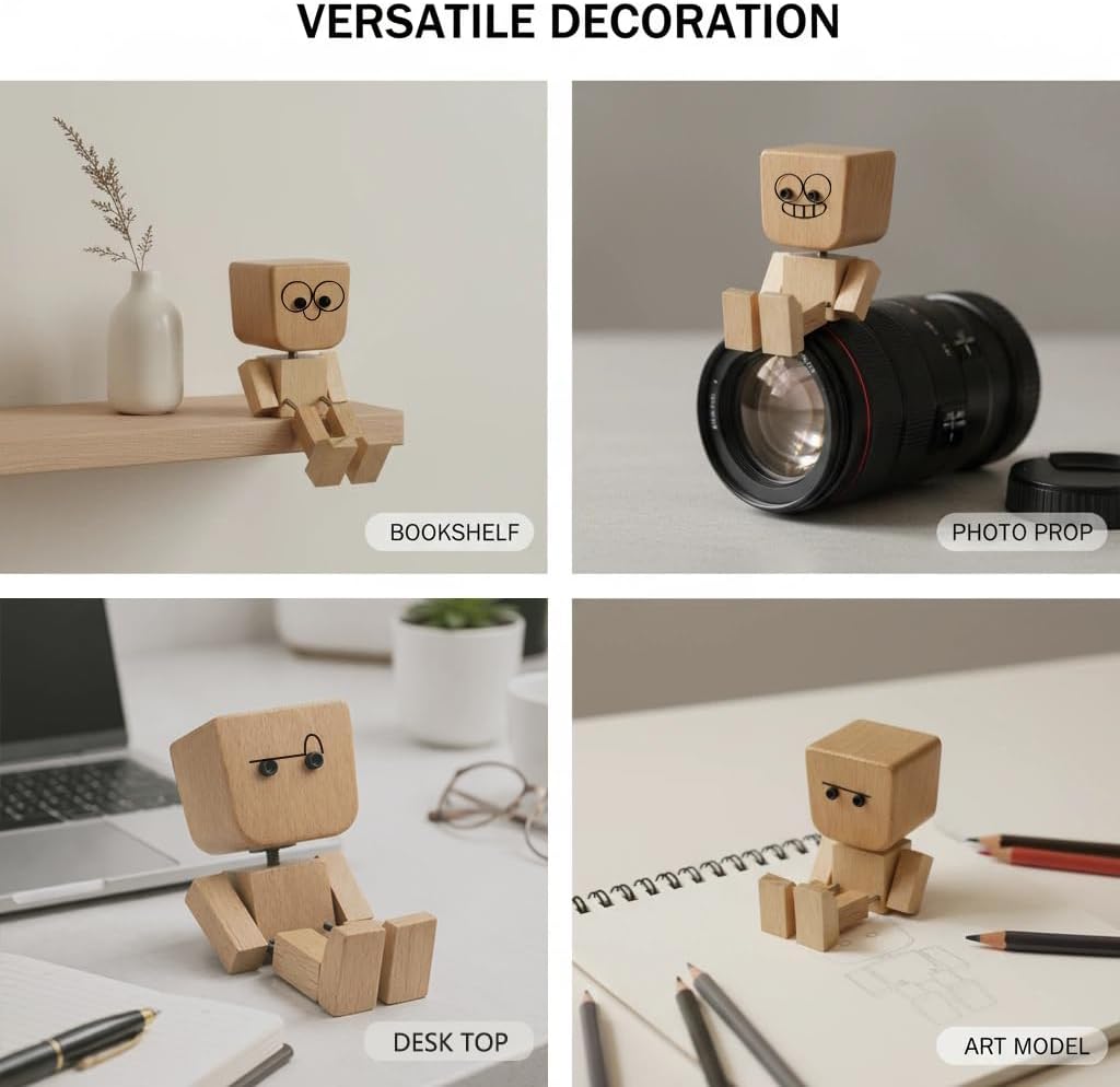 Shaking Wooden Man Figurine, Teacher Appreciation Mothers Day Graduation Gifts for Men Adults Husband, Wooden Figure with Spring Legs, Shaking feet Wooden Doll, Car Dashboard Decorations image 5