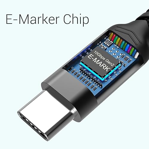 Miniatura 3 de Cable USB C a USB C 3.1 de 3 pies, 2 paquetes, 100 W tipo C a tipo C, cable de video para monitor 4K 60Hz, 10 gbps de transferencia de datos de alta