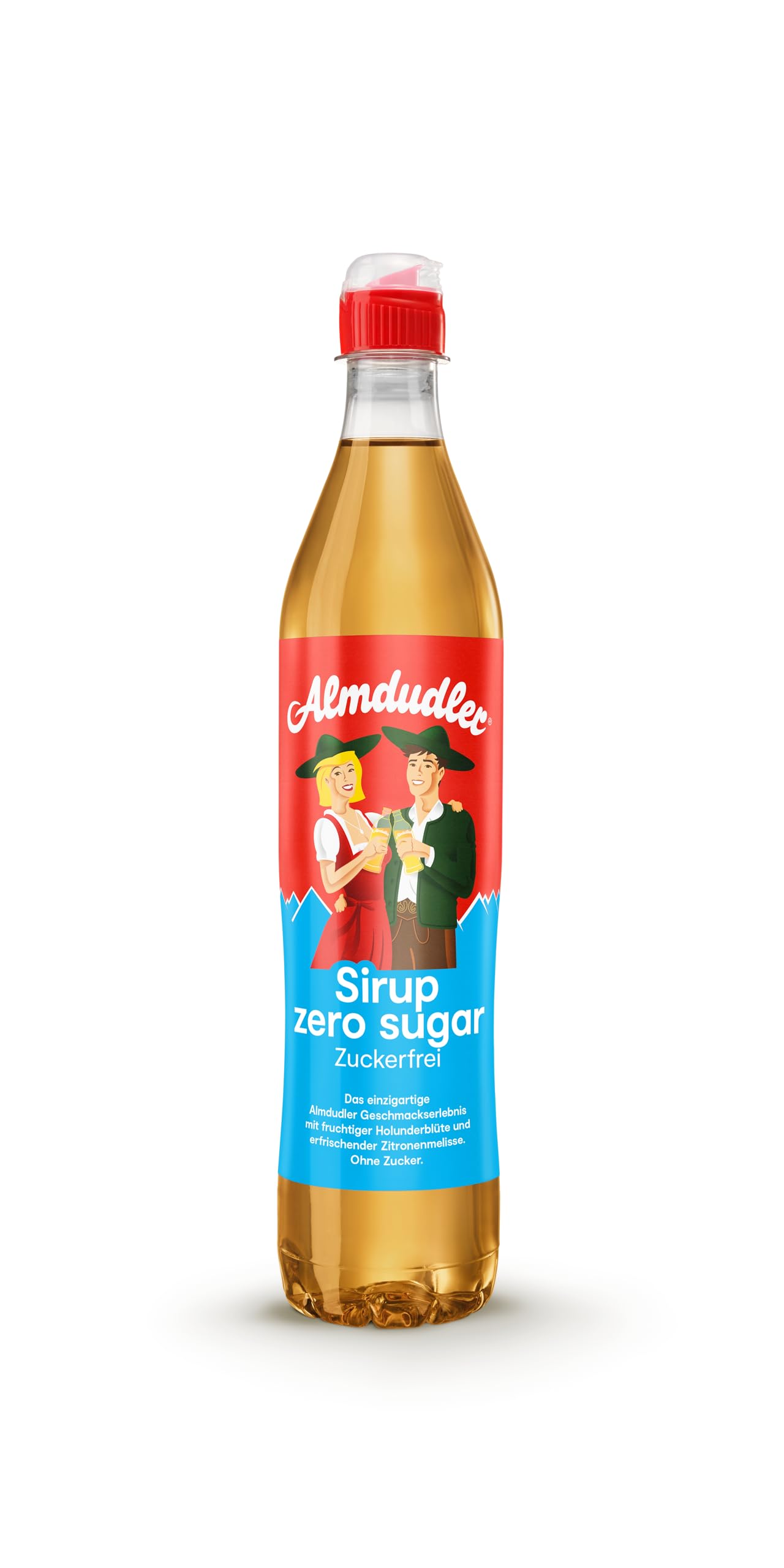 Almdudler Zuckerfrei Sirup 700 ml - Kräuterlimonaden-Sirup ohne Zucker - ergibt ca. 7 Liter Limonade - Original Alpenkräuter Geschmack