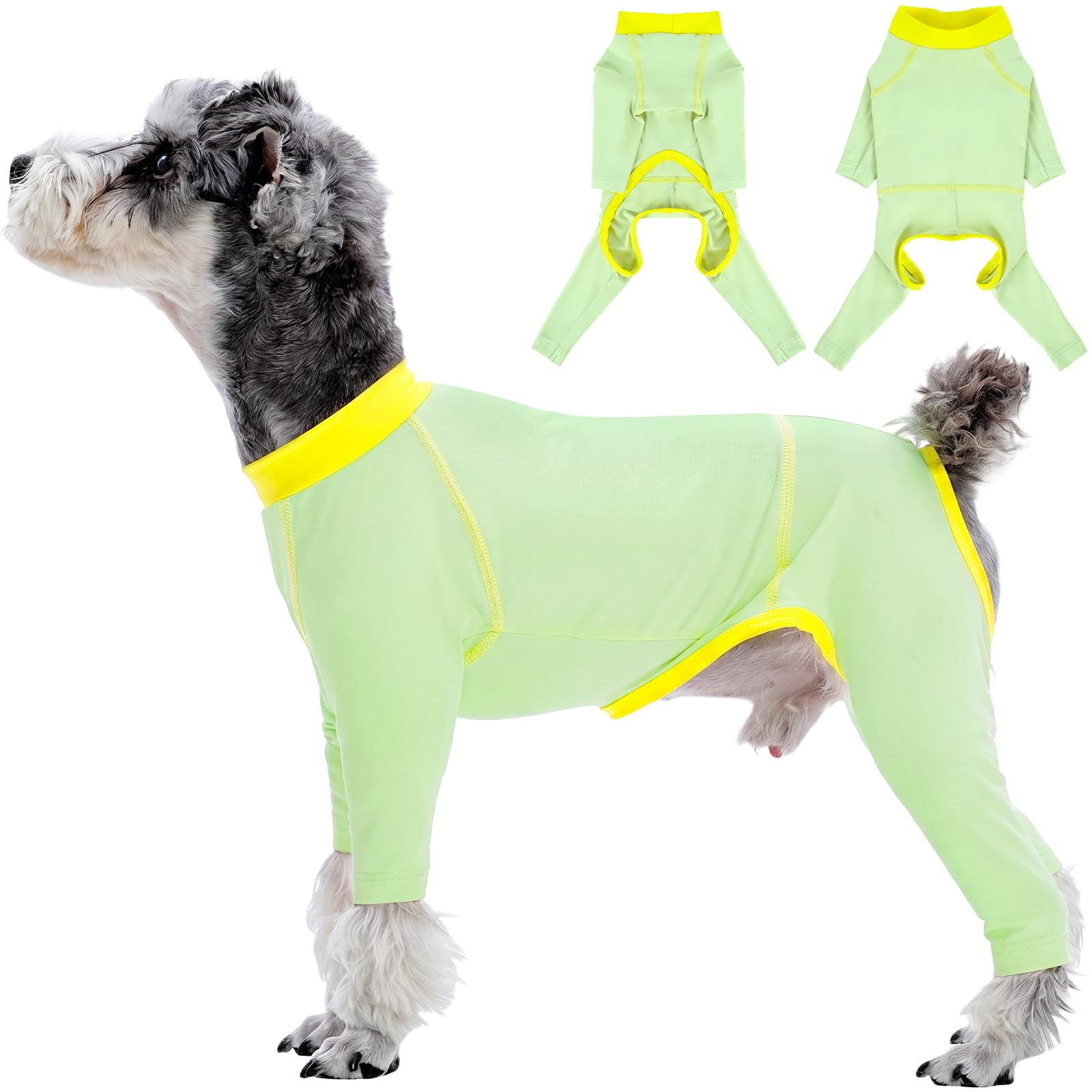 Kuoser Pijama para perros, UPF50+ chaleco refrigerante elástico para perro, verde, XS | Pijama de perro transpirable con 4 patas para perros pequeños, protección solar, camiseta para cachorros al aire libre