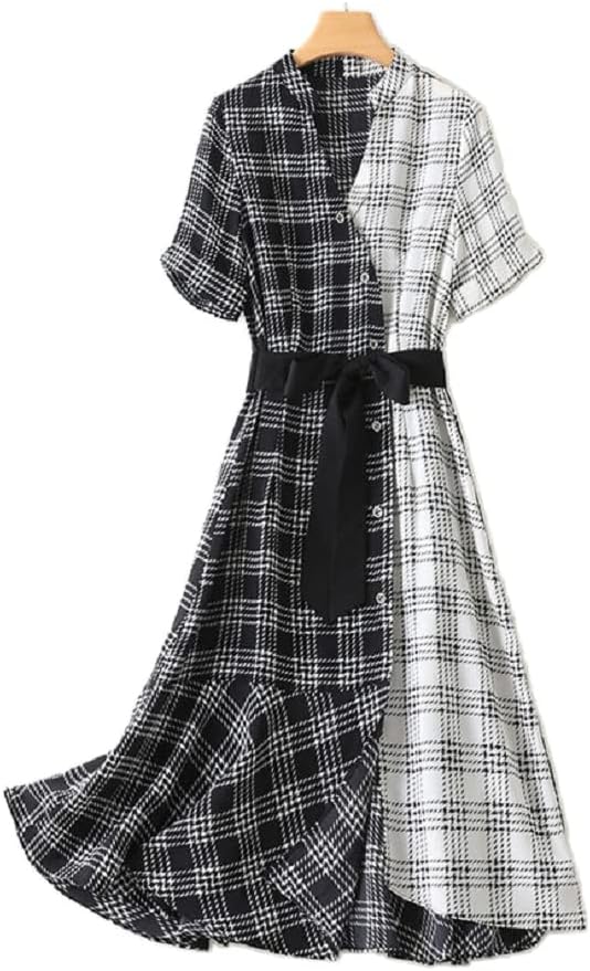 Talaro 22年 ワンピース レディース 夏 シャツワンピース ウエストベルト付き 夏ワンピース 半袖 膝丈ワンピース シンプル 大人ワンピース お出かけ 体型カバー 正規店仕入れの