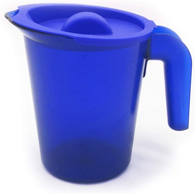 Roltex Small 500ml Frosted Coloured Jug with Lid Unbreakable Plastic (Blue)