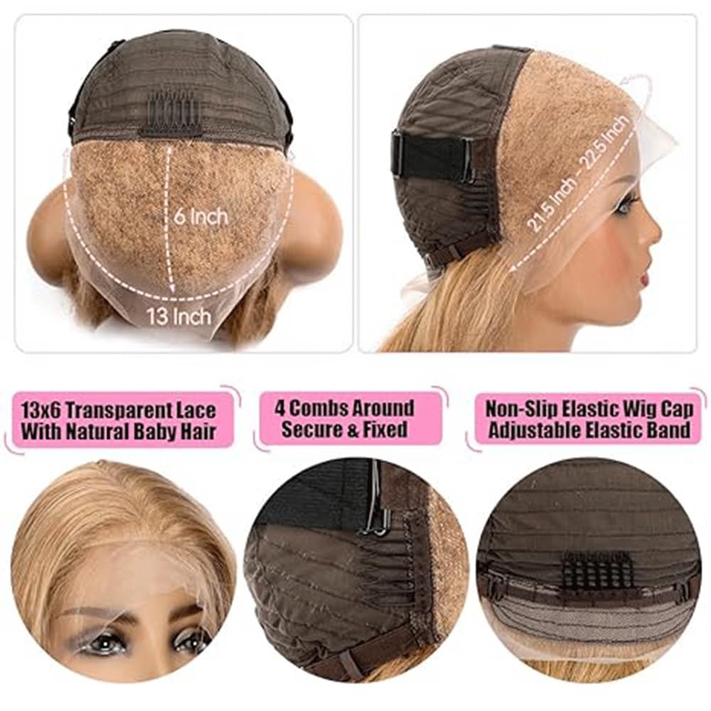13x6 Swiss Lace Front Perücke Damen Wig Water Wave Glueless Wig #613 Light Blonde Brazilian Virgin Human Hair Pre Plucked With Natural Hairline 20 Inch