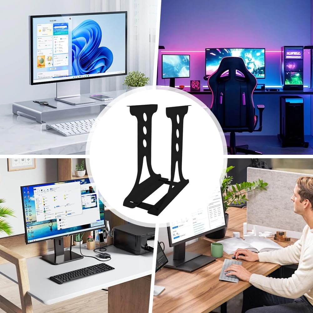 Supporto per PC Sotto Scrivania, Supporto da Tavolo per PC e Supporto da Parete Torre Fino a 35 kg, Supporto per Computer per Scrivania Regolabile in Altezza, Robusta Struttura in Acciaio (Nero)