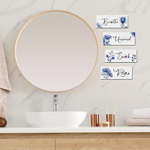 Miniatura 5 de 4 piezas de arte rústico de pared de granja, letrero colgante de madera para decoración de hogar, spa, baño, lavandería