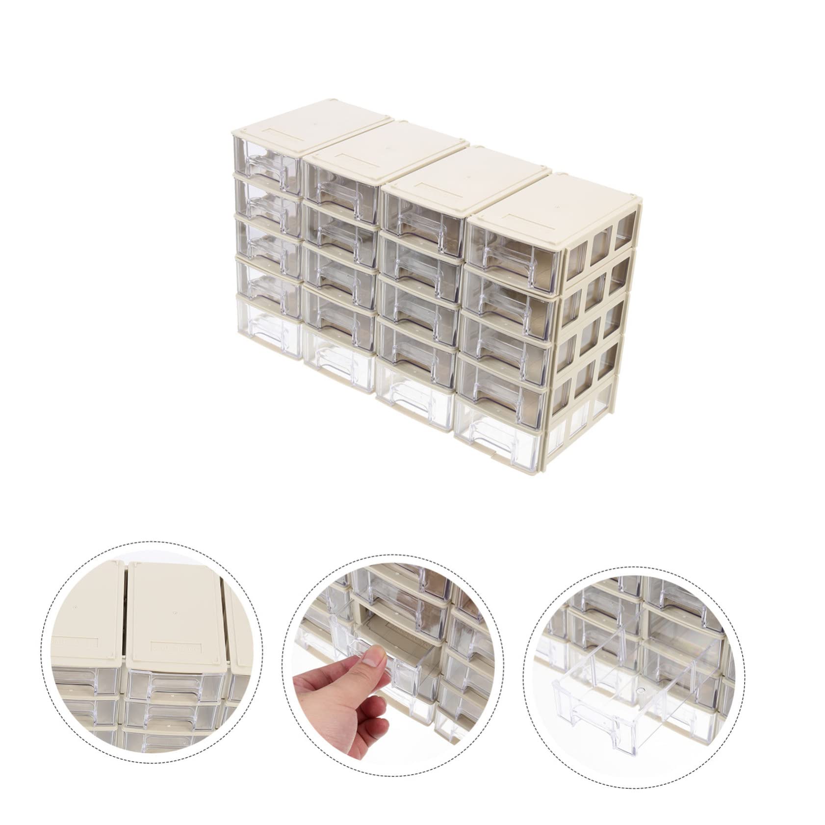 Scatola Porta Oggetti Plastica a Cassetti 20 Set Beige Hips | Divisori Inclusi, Spazio Interno Personalizzabile, per Componenti Elettronici e Bottoni