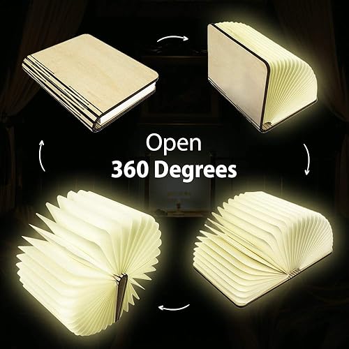 Miniatura 2 de Lámpara plegable para libros Catwalk, luz recargable de madera, lámpara luminiscente inteligente en forma de libro, decoración para el hogar y la