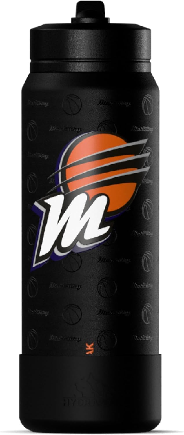 Hydrapeak x WNBA Officially Licensed Phoenix Mercury 26 oz Active Water Bottle with Chug Lid and Handle Reusable Stainless Steel Double Wall Insulated Sports Gift