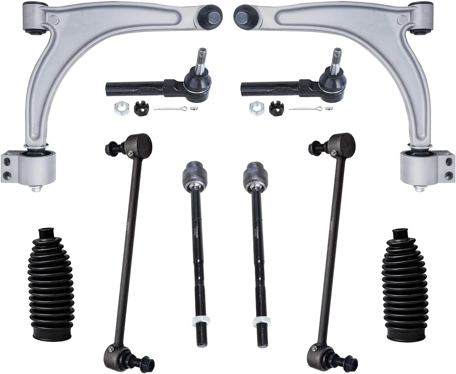 Detroit Axle - Front End 12pc Suspension Kit for Chevrolet Malibu Pontiac G6 Saturn Aura, 2 Struts 2 Lower Control Arms 4 Outer & Inner Tie Rods 2 Sway Bar Links 2 Boots Replacement