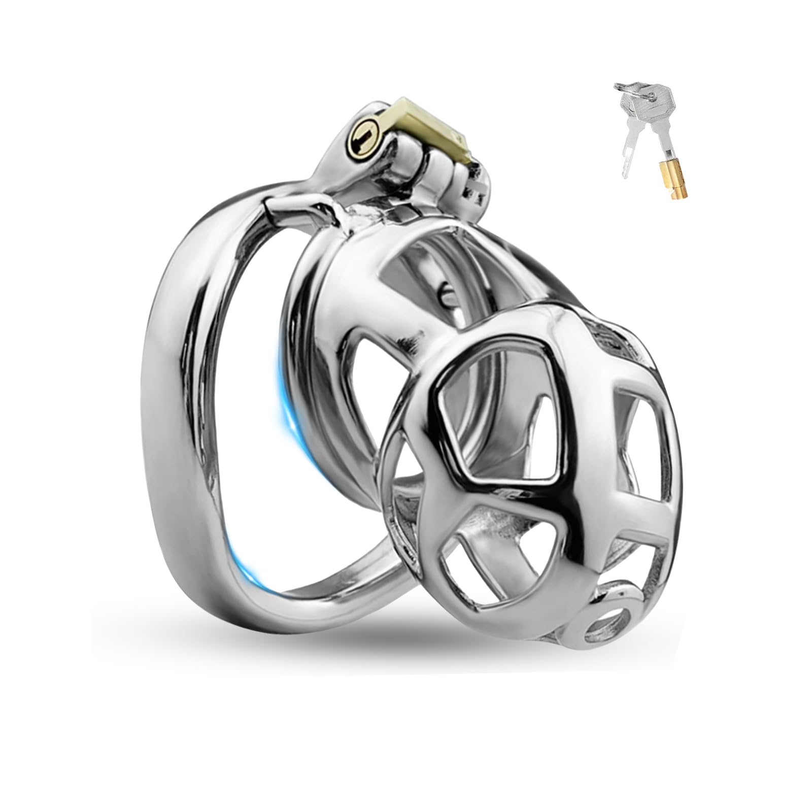 Cage de Chasteté Pénis Ceinture de Chasteté en Métal avec Serrure Invisible et 2 Clés Cages de Chasteté pour Bondage du Pénis de l'Homme Cage Chastetée en Acier Inoxydable (45mm,L)