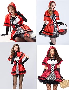 Amazon.co.jp: K.C&Ace 赤ずきん ハロウィン コスプレ【レースマスクと 