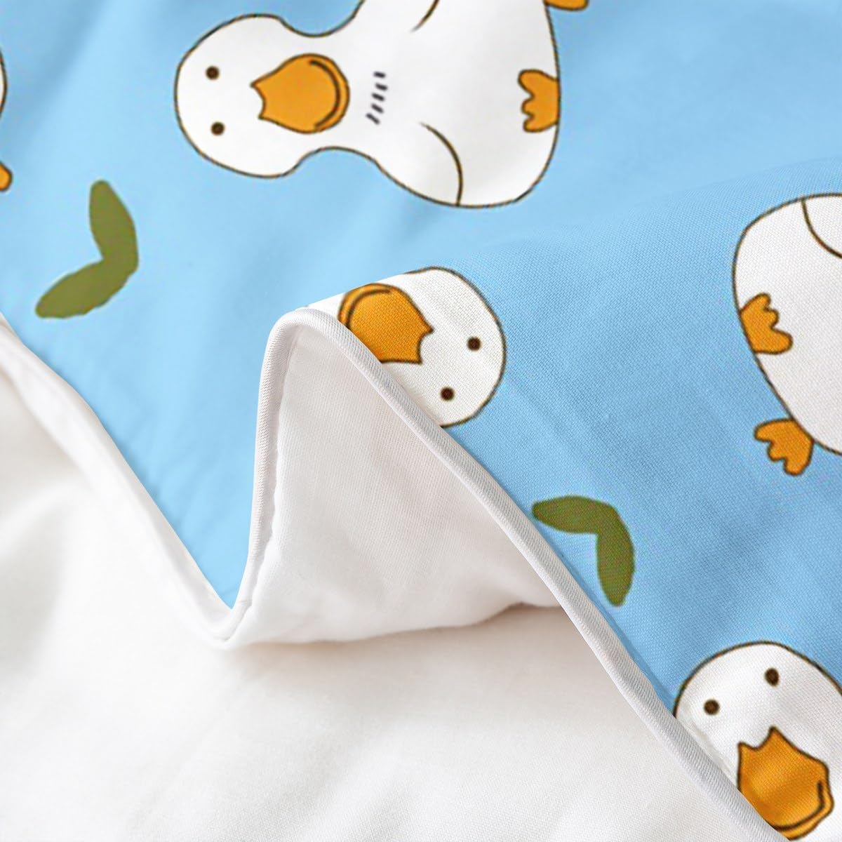 Erosebridal 100% Cotton Cartoon Duck Bedding Set for Kids Boys Girls,Lovely Yellow Duck Duvet Cover,Cute Hand Drawn Goose Comforter Cover,Lovely Farmhouse Animal Bed Sets with 1 Pillow Sham,Twin