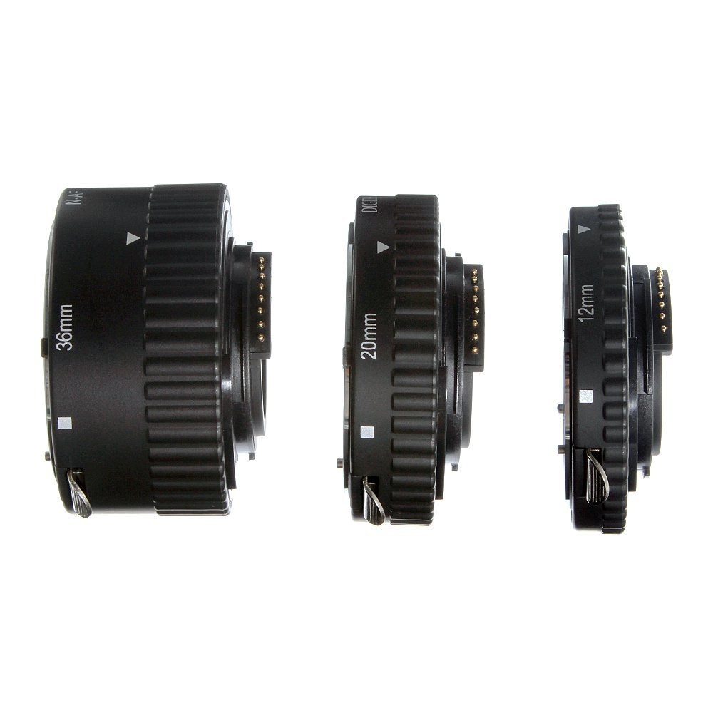 Set Di Tubi Prolunga Macro FOTGA Per Nikon – 12mm + 20mm + 36mm Con Contatti Elettronici Per Autofocus E Esposizione – Anelli Adattatori Per Obiettivi