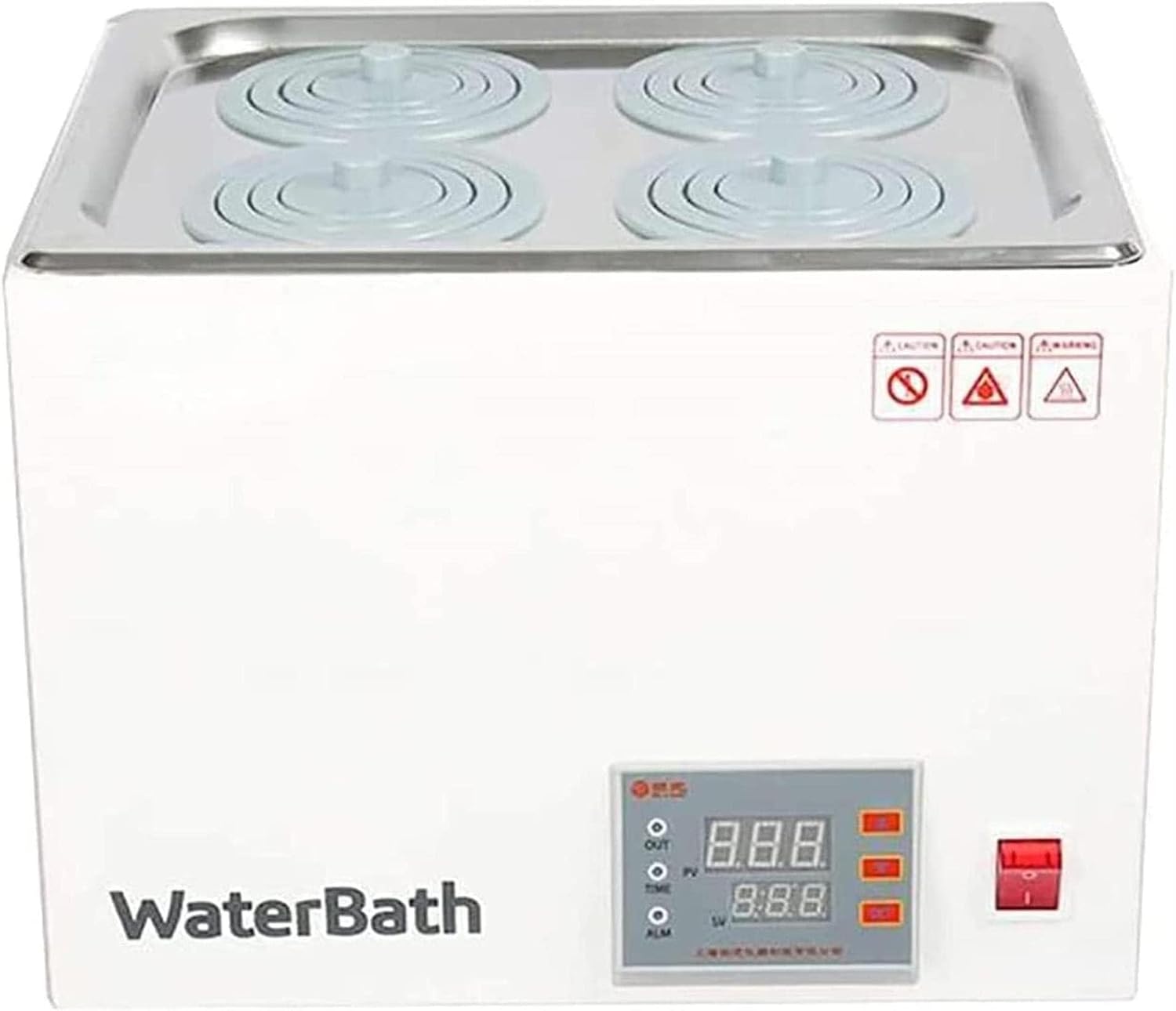 Scientific Digital Lab Water Bath, 1/2/4/6Holes Electric Heating Thermostatic Water Bath,Stainless Steel Liner Laboratory Water Bath Supplies(4holes)