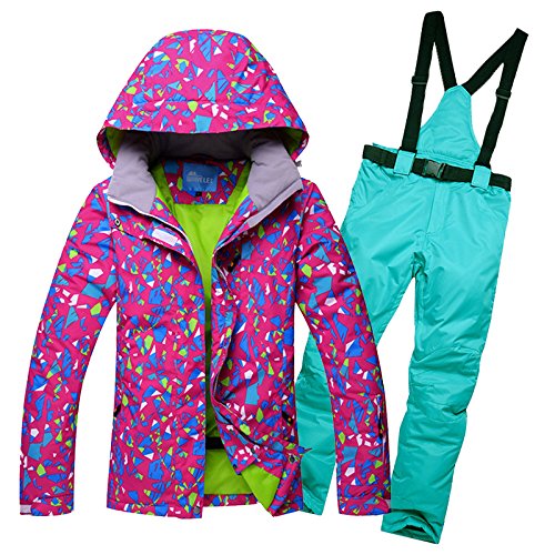 Giacca Da Sci Pantaloni Set,Pantaloni Da Sciimperm Impermeabile sportivo femmina tuta da sci donne inverno vestito giacca cinturino pantaloni neve e