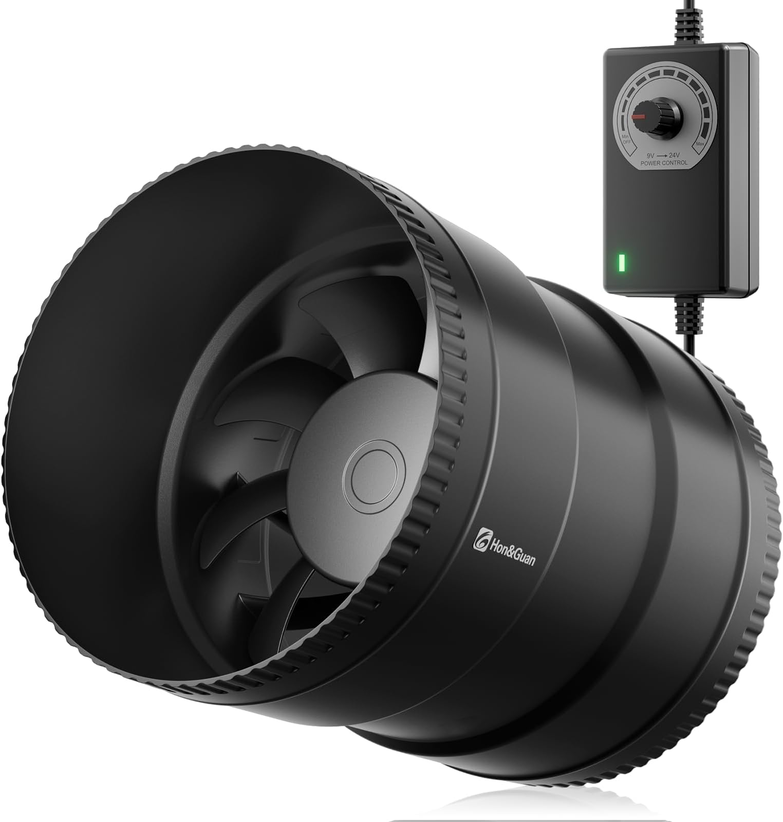 6 Inch Inline Booster Duct Fan with Speed Controller - 345 CFM Airflow with 19.2W Ultra-Low Power and Low Noise